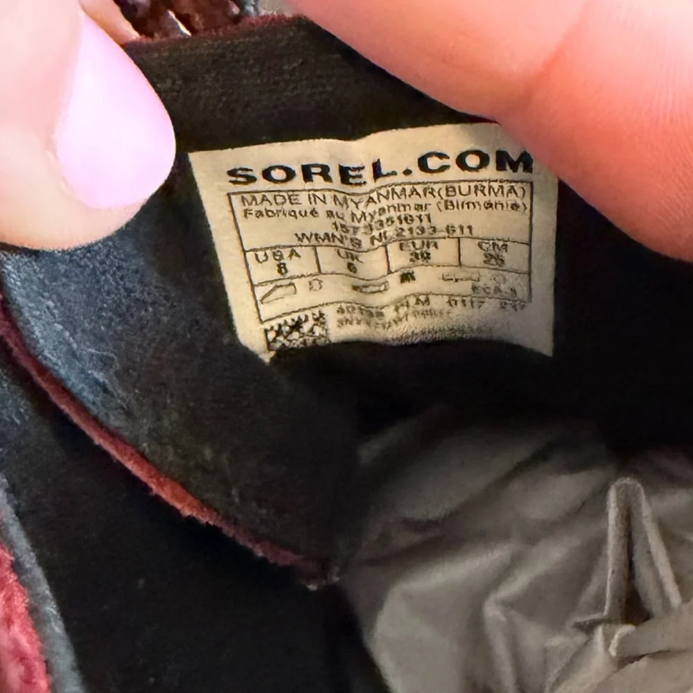Sorel Red and Black Leather Ankle Booties